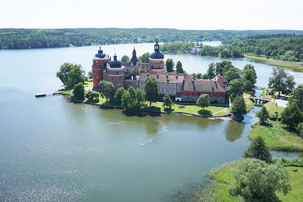 Drone view of Gripsholm Castle in Mariefred